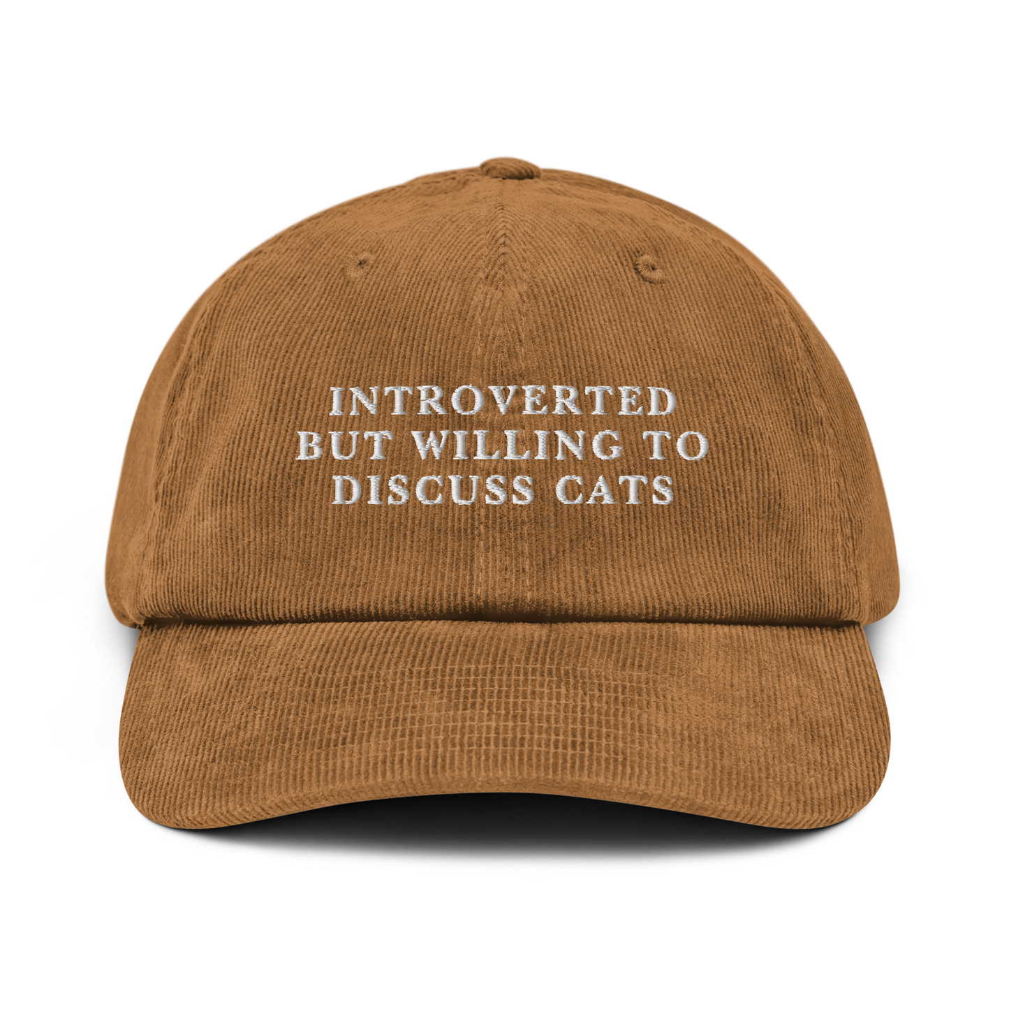 Introverted But Willing To Discuss Cats Embroidered Corduroy Hat