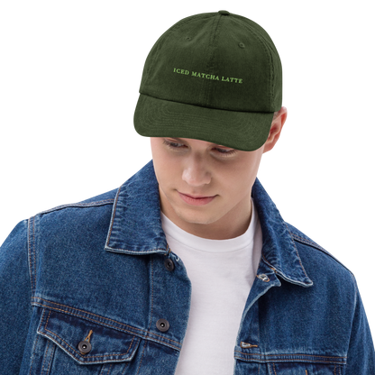Iced Matcha Latte Embroidered Corduroy Cap