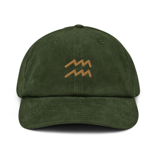 Aquarius Zodiac Symbol Embroidered Corduroy Hat