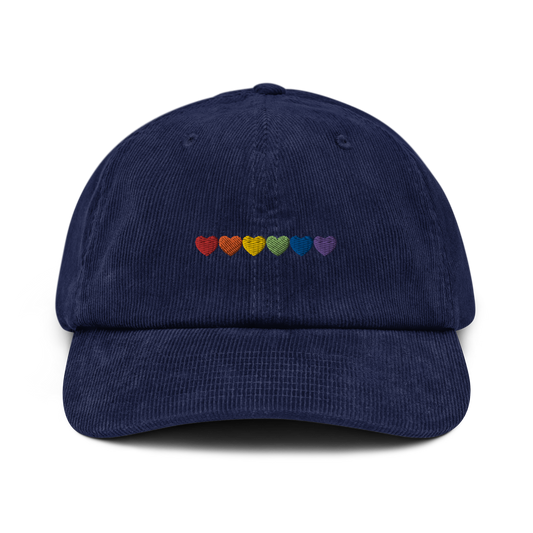 Pride Hearts Embroidered Corduroy Cap
