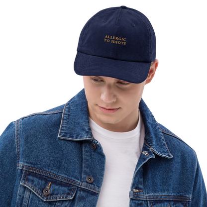 Allergic To Idiots Embroidered Corduroy Cap