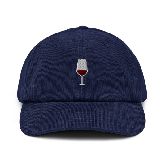 Red Wine Embroidered Corduroy Hat