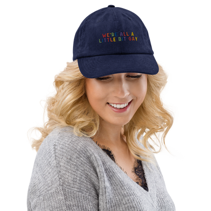 We're All A Little Bit Gay Pride Embroidered Corduroy Hat