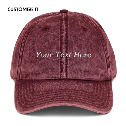 CUSTOM Your Text Embroidered Vintage Cap