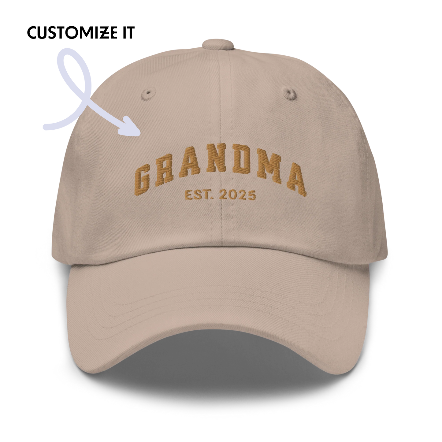 CUSTOM YEAR Grandma to Be Embroidered Dad Hat