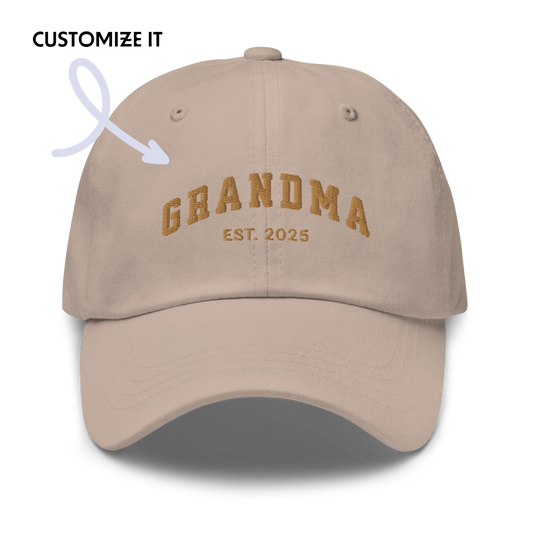 CUSTOM YEAR Grandma to Be Embroidered Dad Hat