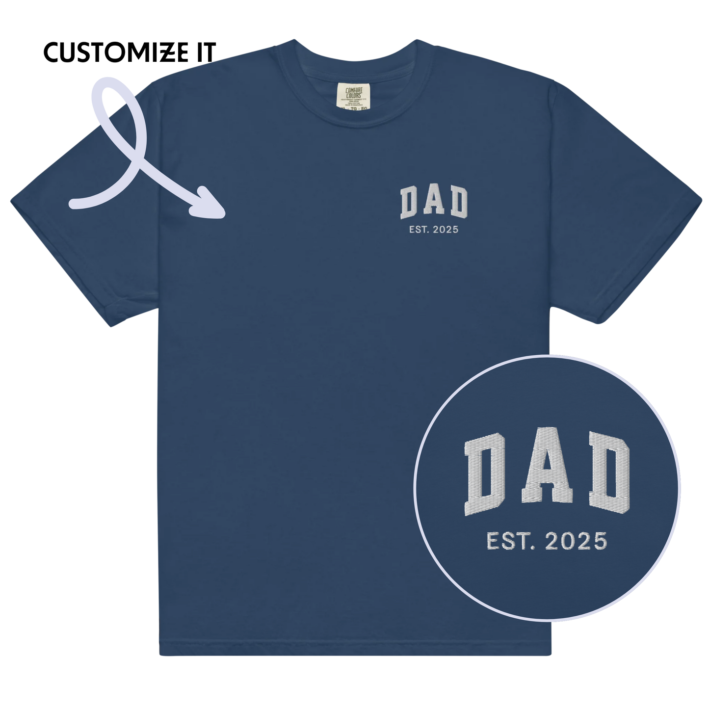 CUSTOM YEAR Dad Embroidered Premium T-Shirt