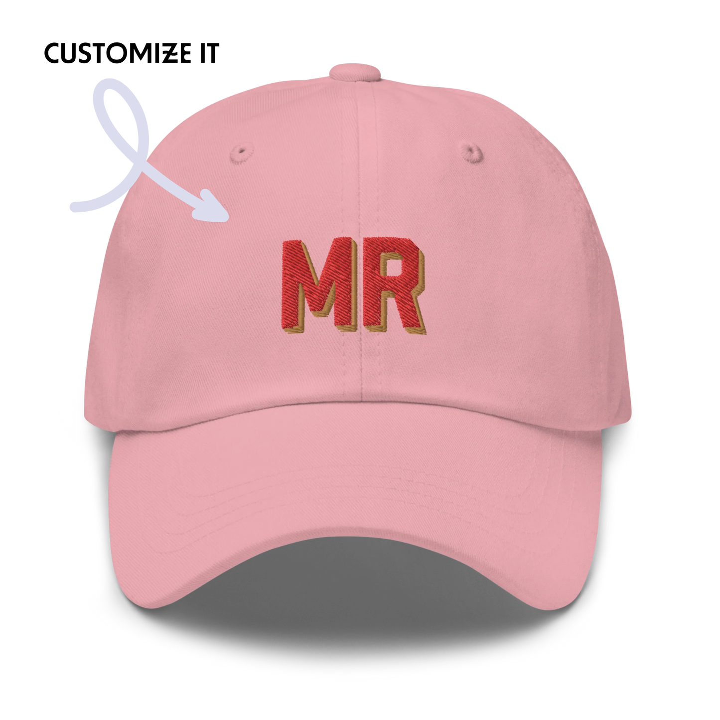 CUSTOM Varsity Initials Red Embroidered Dad Hat