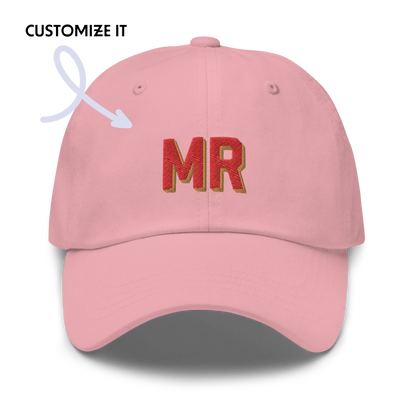 CUSTOM Varsity Initials Red Embroidered Dad Hat