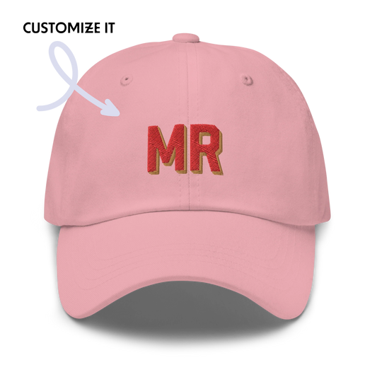CUSTOM Varsity Initials Red Embroidered Dad Hat