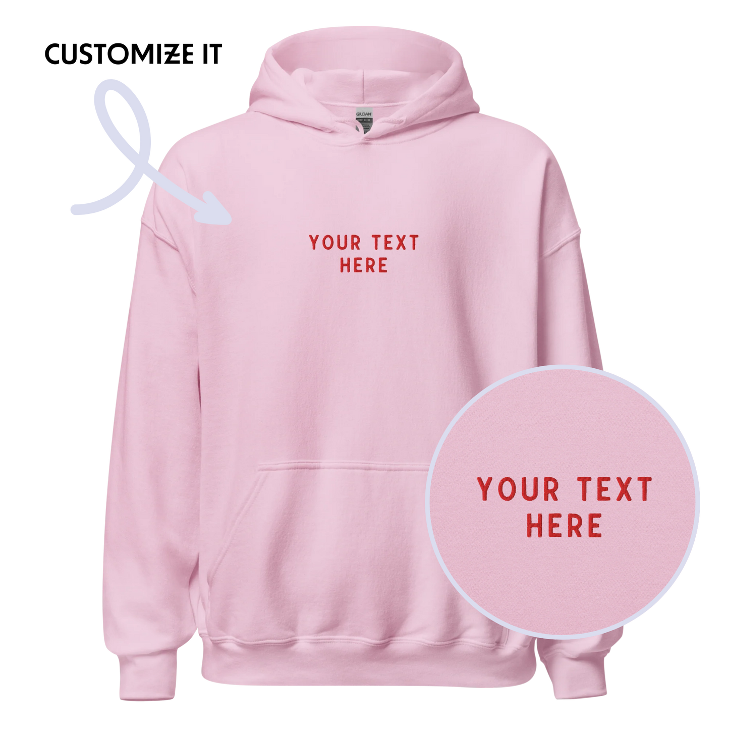 CUSTOM Your Text Embroidered Hoodie