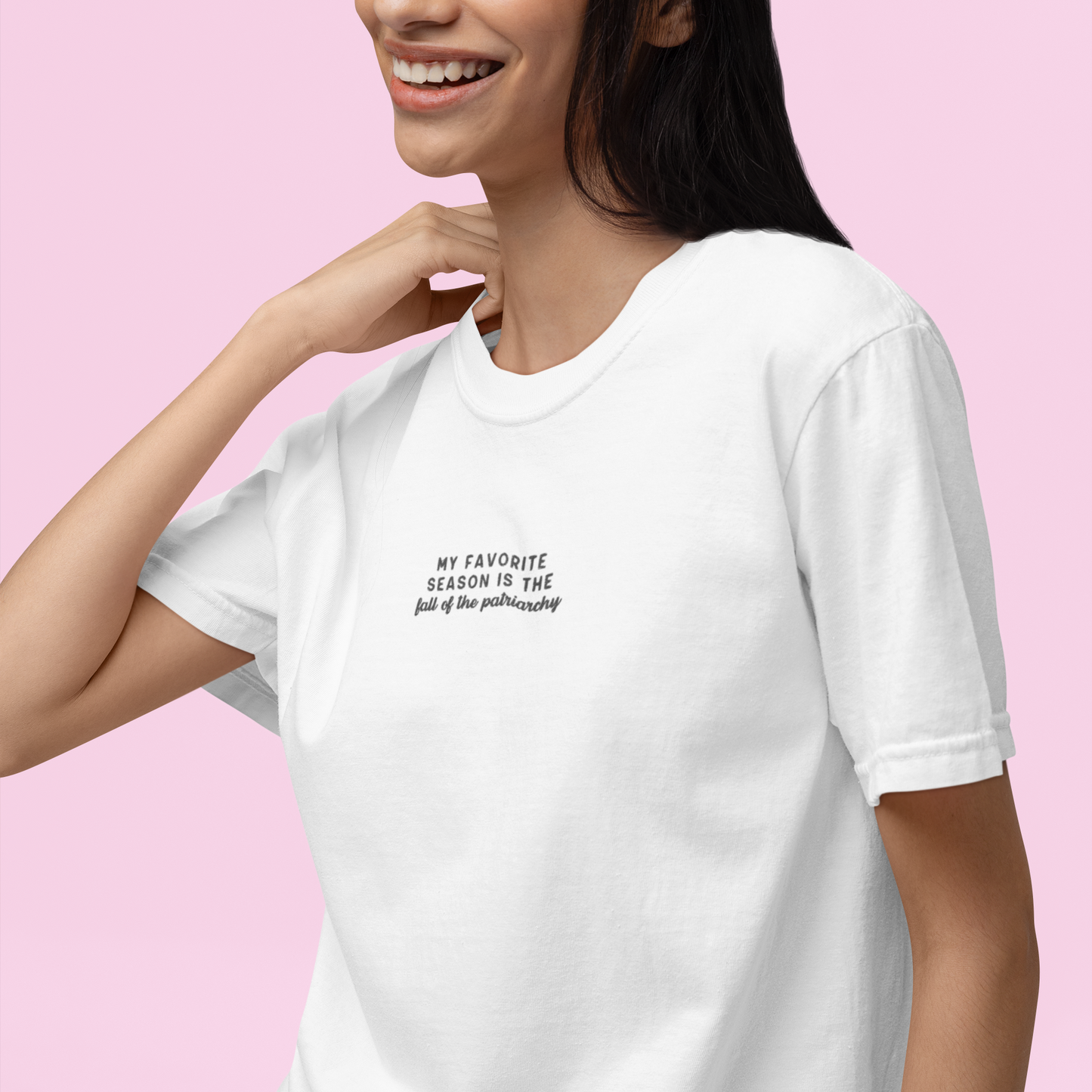 My Favorite Season Fall Patriarchy Embroidered Premium T-Shirt