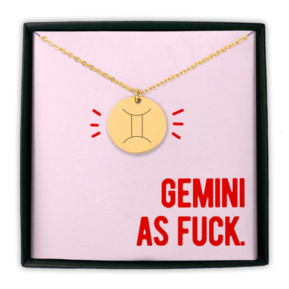 Gemini As Fuck Zodiac Coin Necklace