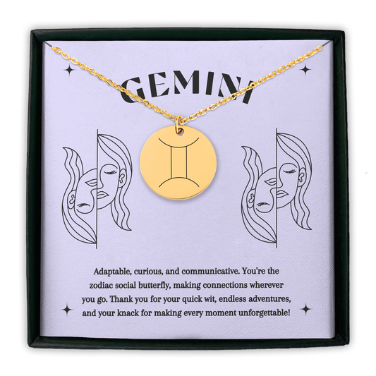 Gemini Symbol Zodiac Coin Necklace
