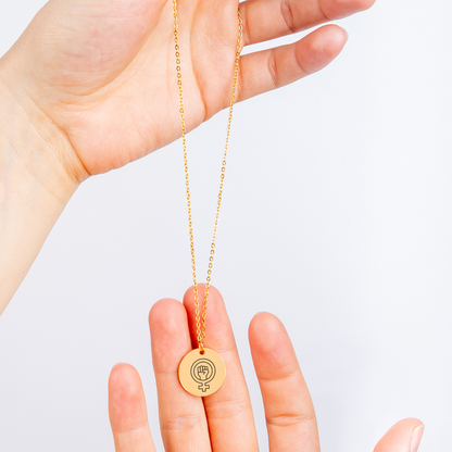 Girl Power Feminist Coin Necklace