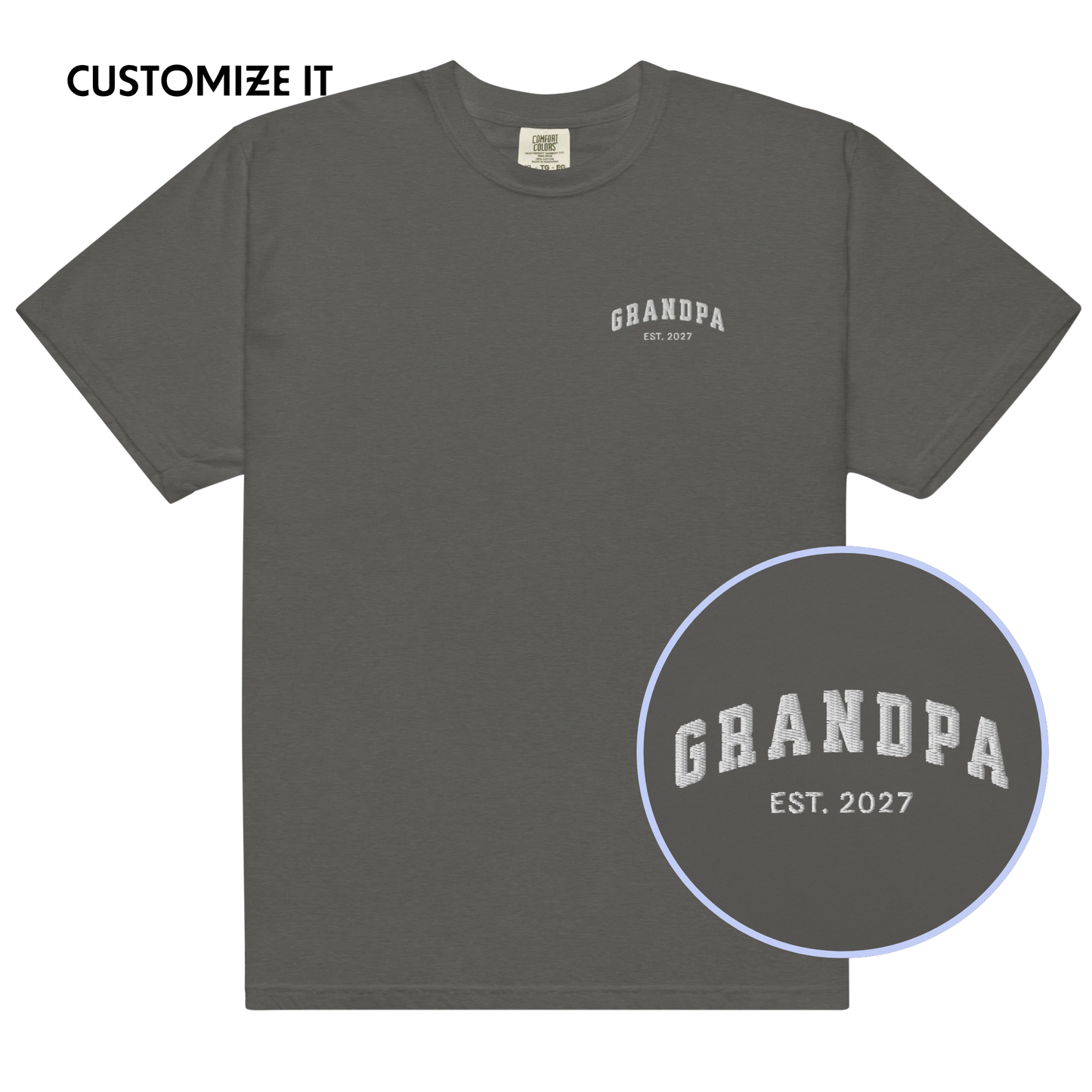 CUSTOM YEAR Grandpa Embroidered Classic T-Shirt