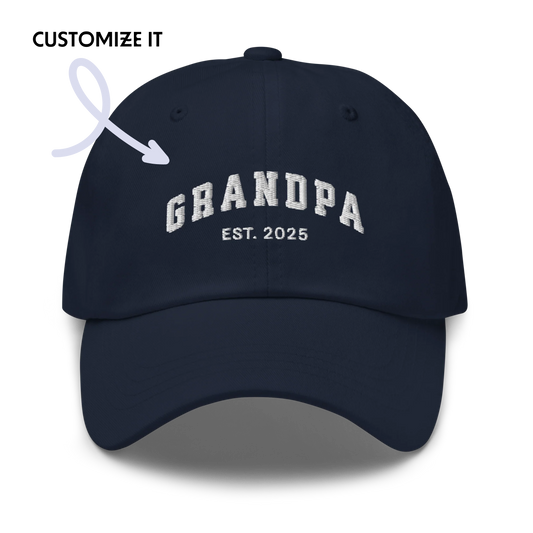 CUSTOM YEAR Grandpa to Be Embroidered Dad Hat