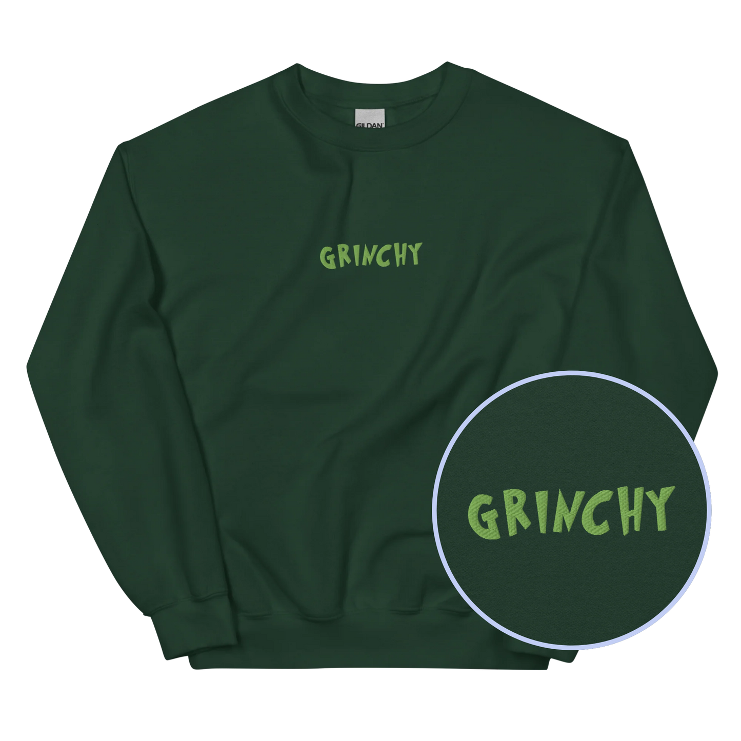 Grinchy Funny Embroidered Christmas Sweatshirt