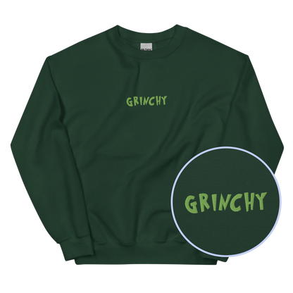 Grinchy Funny Embroidered Christmas Sweatshirt