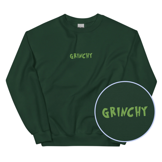 Grinchy Funny Embroidered Christmas Sweatshirt
