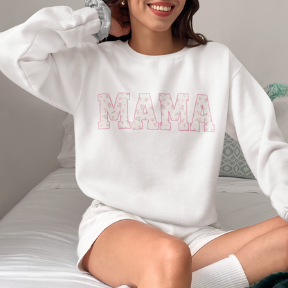 Mama Pink Floral Varsity Sweatshirt