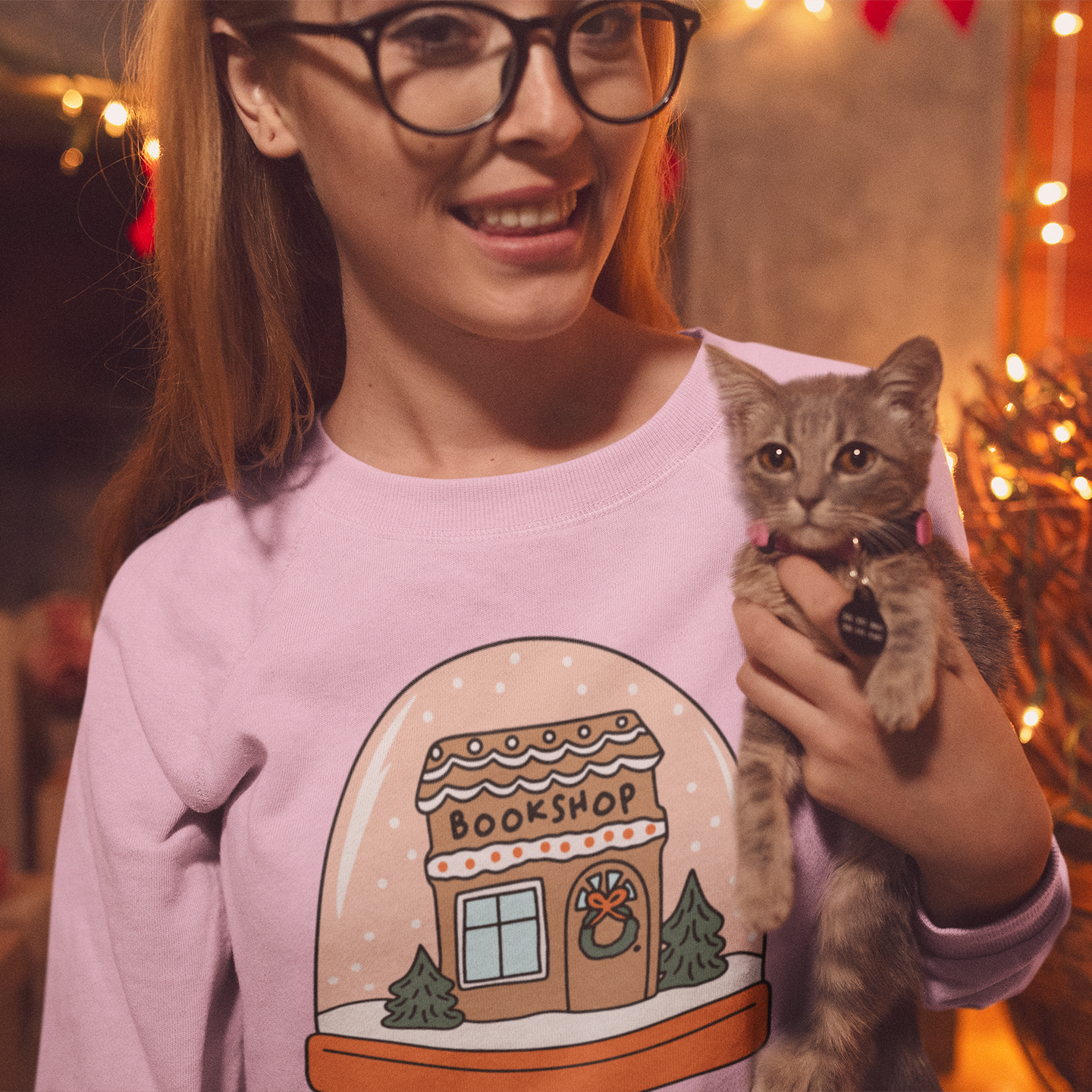 Bookshop Snow Globe Bookish Christmas Sweatshirt