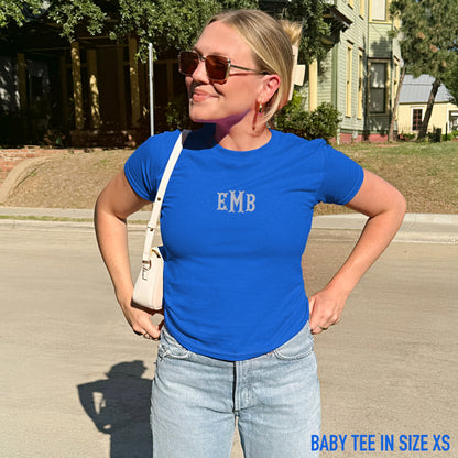 CUSTOM Fishtail Monogrammed Initials Embroidered Baby Tee