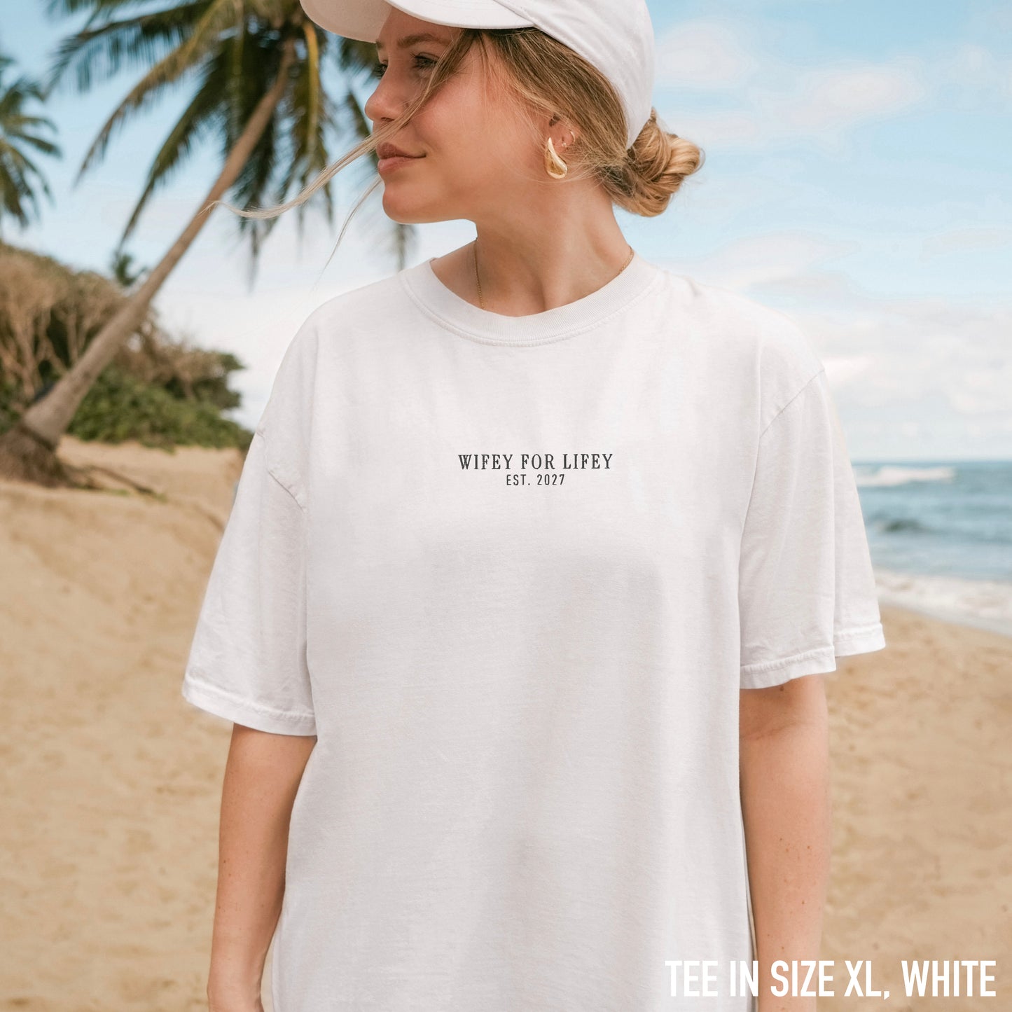 CUSTOM YEAR Wifey For Lifey Bride Embroidered Classic T-Shirt