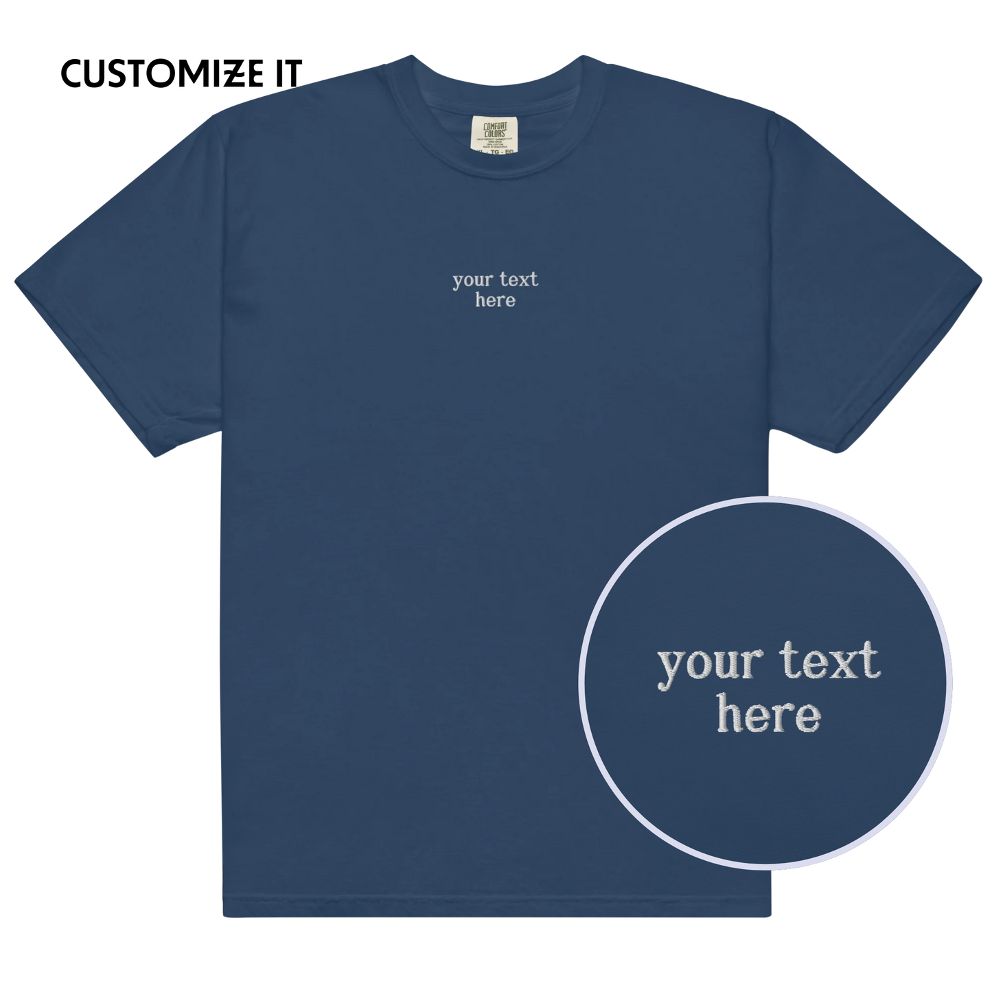 CUSTOM Your Text Serifed Embroidered Premium T-Shirt