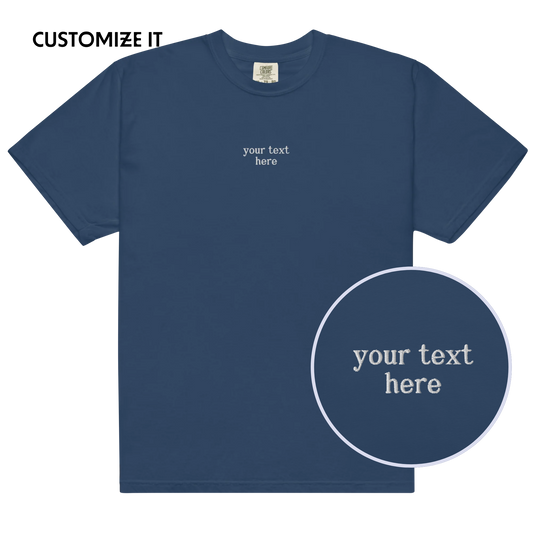 CUSTOM Your Text Serifed Embroidered Premium T-Shirt