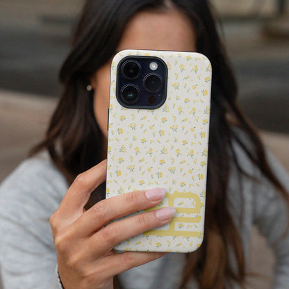 CUSTOM INITIALS Tiny Bloom Yellow Aesthetic iPhone Case
