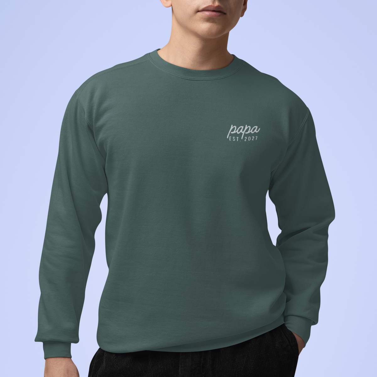 CUSTOM Papa Year Embroidered Vintage Wash Crewneck Sweatshirt