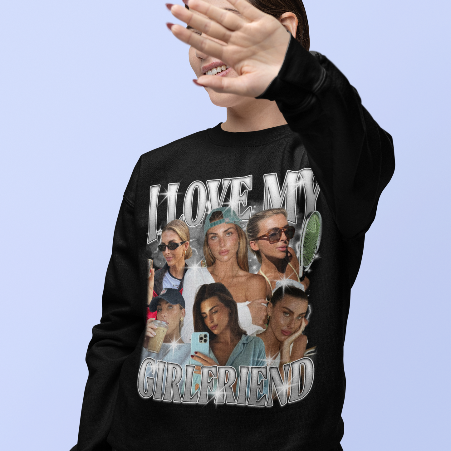 CUSTOM I Love My Girlfriend Photo Bootleg Sweatshirt