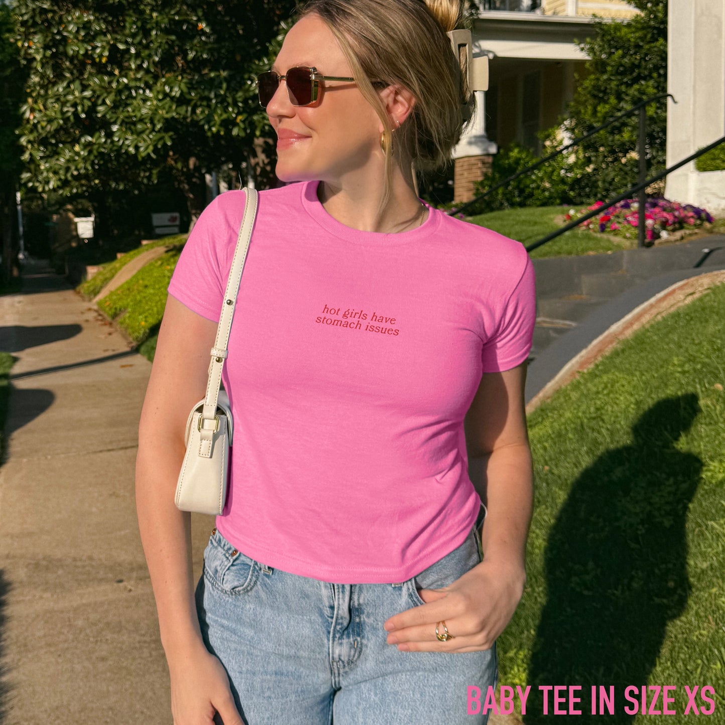 Hot Girls Have Stomach Issues Embroidered Baby Tee
