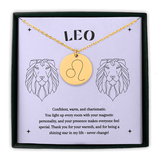 Leo Symbol Zodiac Coin Necklace