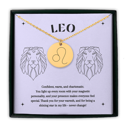 Leo Symbol Zodiac Coin Necklace