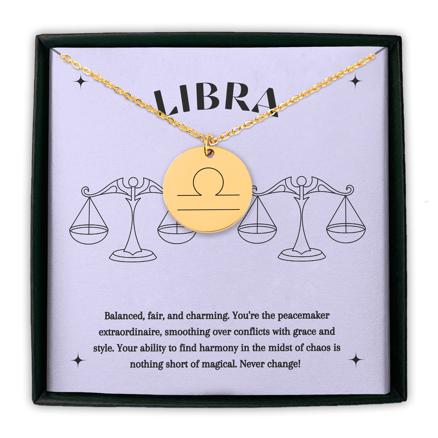 Libra Symbol Zodiac Coin Necklace