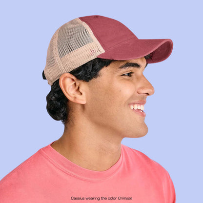 No Crying on the Yacht Embroidered Washed Mesh Trucker Cap