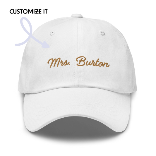 Personalised Mrs Surname Bride Embroidered Cap