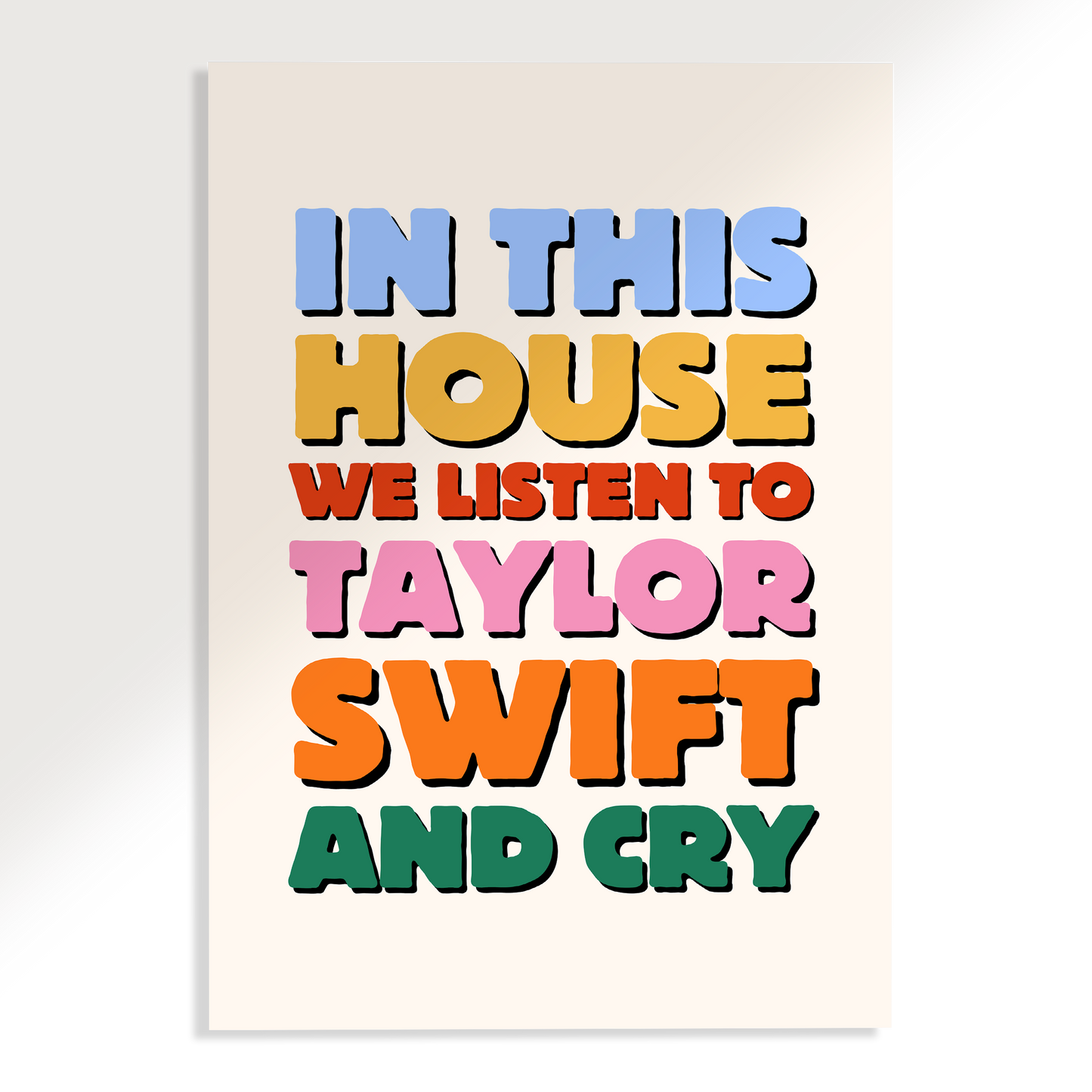 In This House we Listen to Taylor Swift and Cry Poster