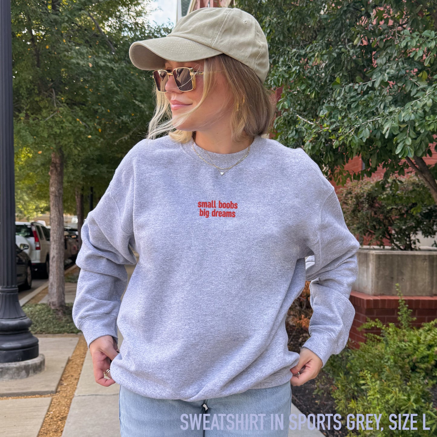 Small Boobs Big Dreams Embroidered Sweatshirt