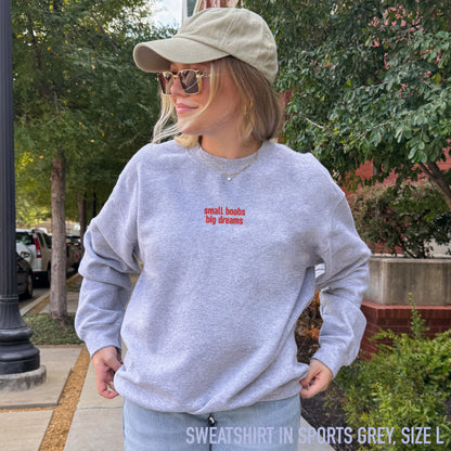 Small Boobs Big Dreams Embroidered Sweatshirt