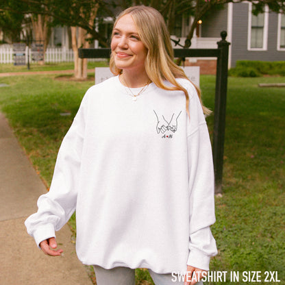 CUSTOM Couple Initials Embroidered Sweatshirt - Pinky Promise