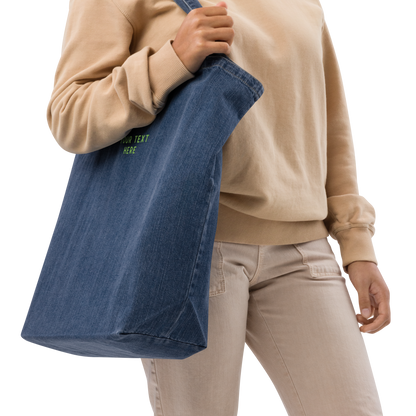 CUSTOM Your Text Embroidered Organic Denim Tote Bag