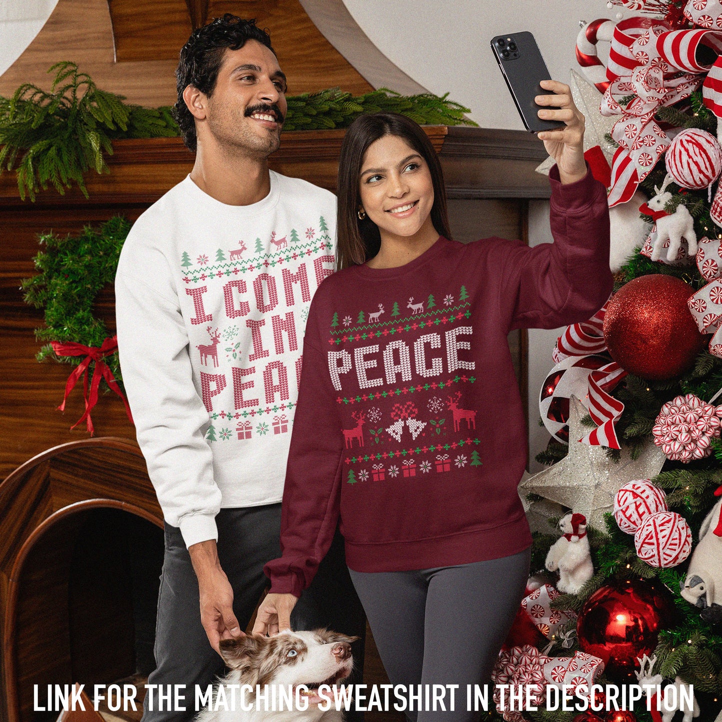 Couples Matching I Come in Peace Funny Christmas Sweatshirt