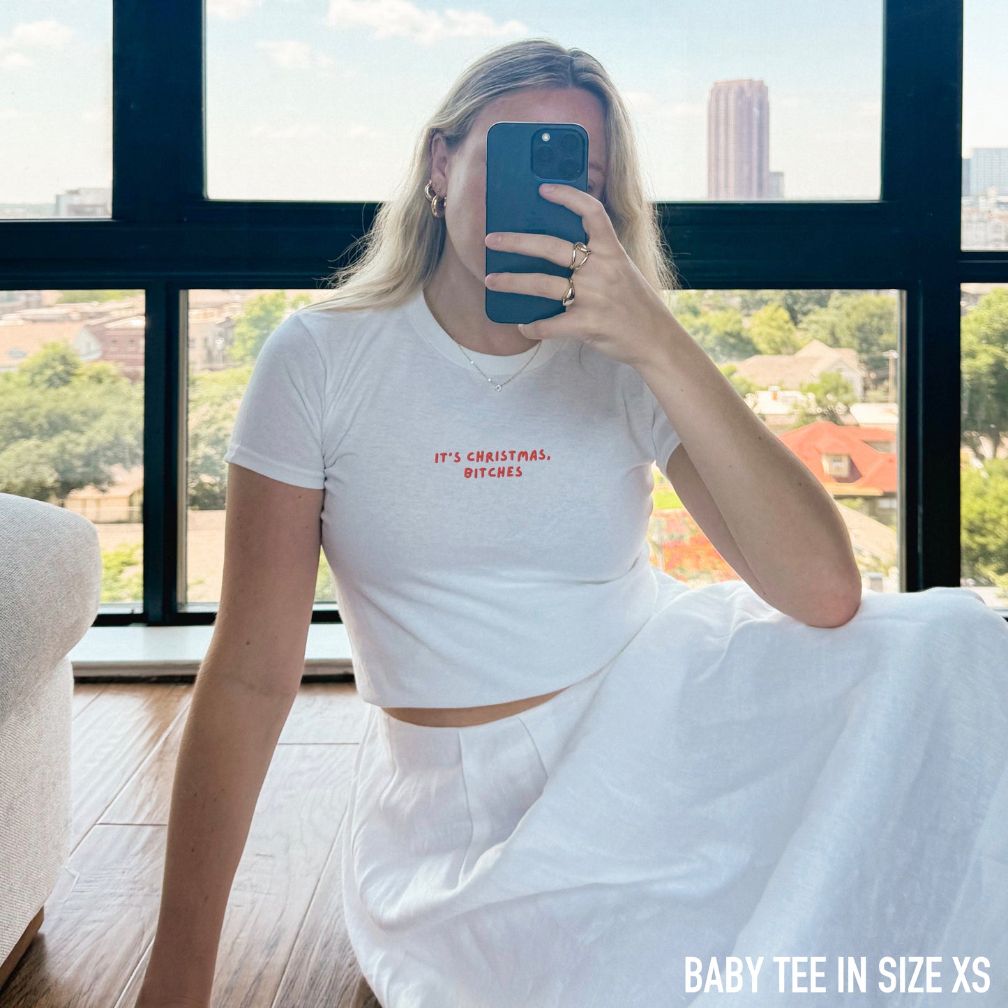 It's Christmas Bitches Funny Christmas Embroidered Baby Tee