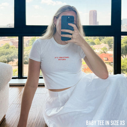 It's Christmas Bitches Funny Christmas Embroidered Baby Tee