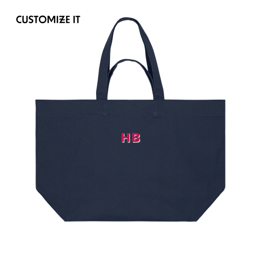 CUSTOM Pink Initials Embroidered Heavyweight Shopper Bag