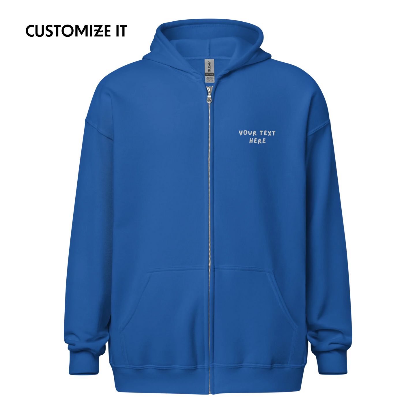 CUSTOM Your Text Playful Embroidered Zip-Up Hoodie