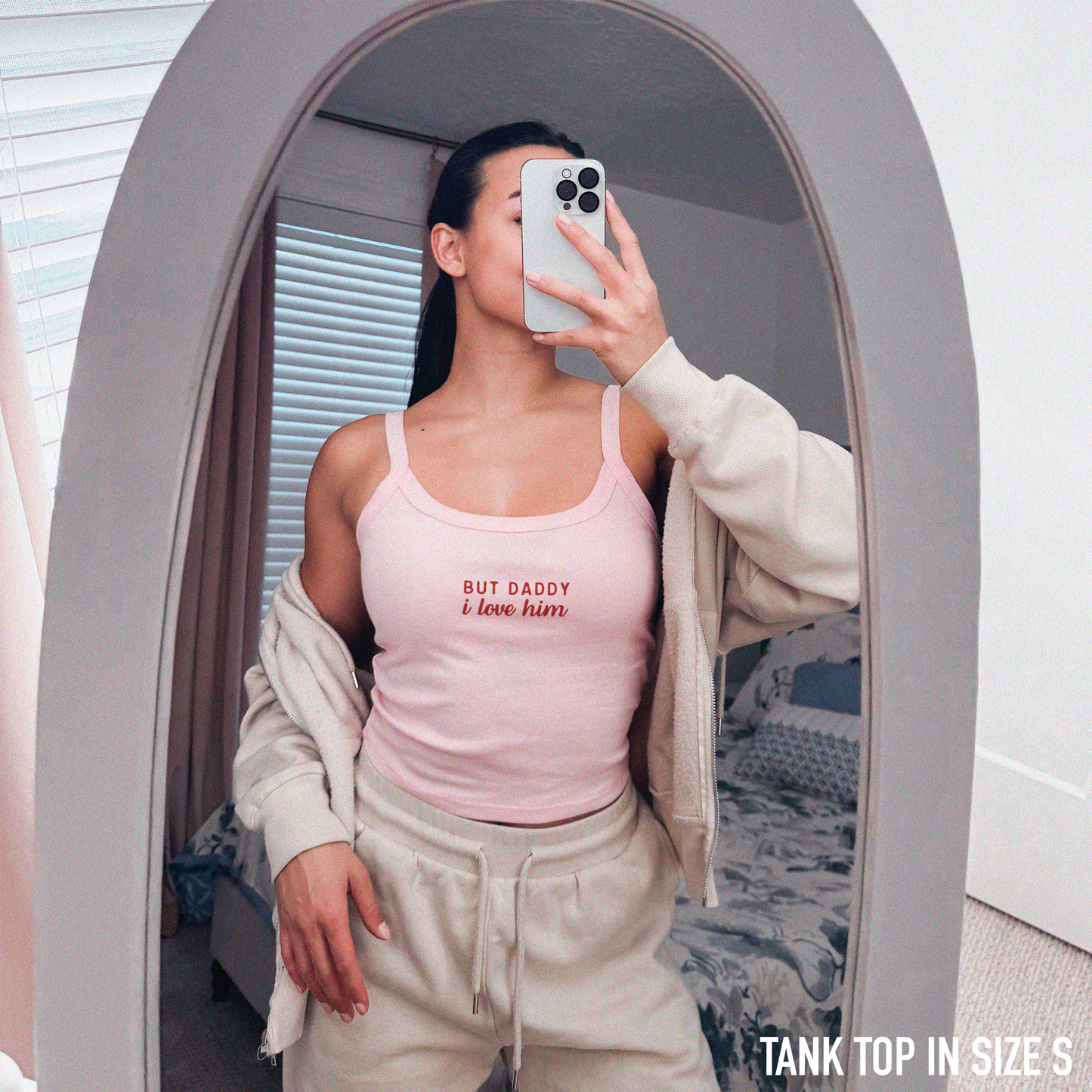 But Daddy I Love Him Rib Embroidered Tank Top